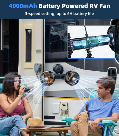 Rechargeable Car Fan with Suction Mount – 3-Speed Silent Cooling for Vehicles