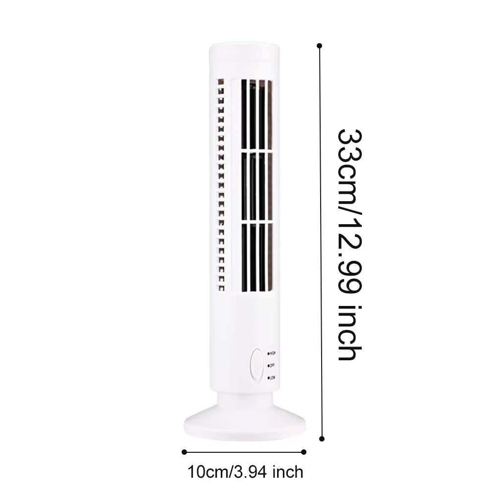 USB Desktop Tower Fan Bladeless Compact Air Cooler Personal Space 2-Speed Quiet Airflow Safe Cooling for Home Office Dorm Bedroom Work