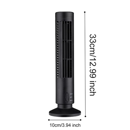 USB Desktop Tower Fan Bladeless Compact Air Cooler Personal Space 2-Speed Quiet Airflow Safe Cooling for Home Office Dorm Bedroom Work