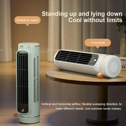 Bladeless Tower Fan 13-Inch Quiet Cooling Air Circulator 5W Energy-Efficient Desktop Office Bedroom White Green