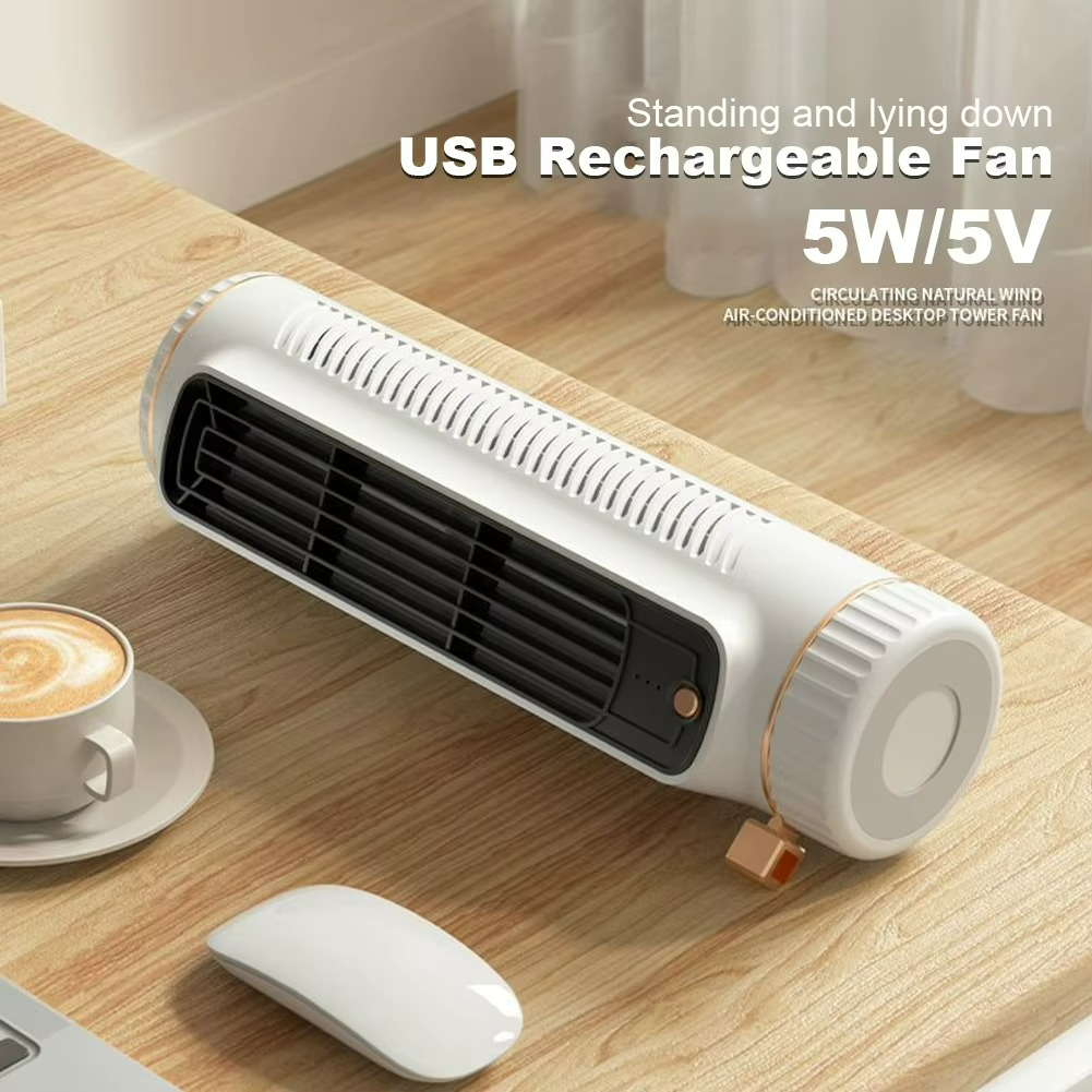 Bladeless Tower Fan with 360° Air Circulation & Ice-Cool Technology for Home Office Bedroom Living Room Desktop USB Powered 5W Quiet