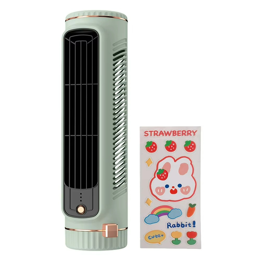 Bladeless Tower Fan with 360° Air Circulation & Ice-Cool Technology for Home Office Bedroom Living Room Desktop USB Powered 5W Quiet