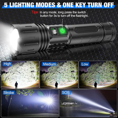 Rechargeable Flashlights High Lumens, LED Flashlight with Adjustable Beam, Waterproof EDC Flashlight and Camping Torch