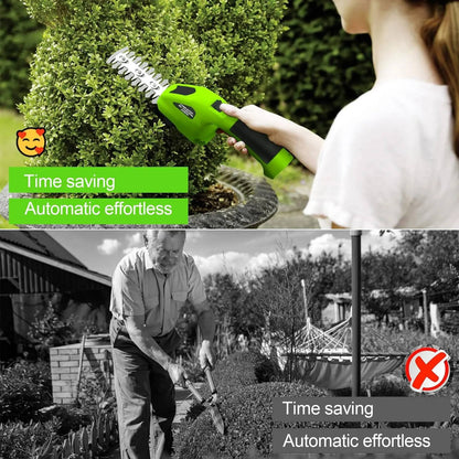 Powerful Battery Hedge Trimmer and Grass Cutter with 2 Blades