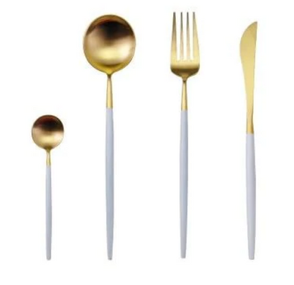 Stainless Steel Flatware Set 24-Piece Service for 6 with Colorful Handles for Everyday Dining Modern Table Utensils