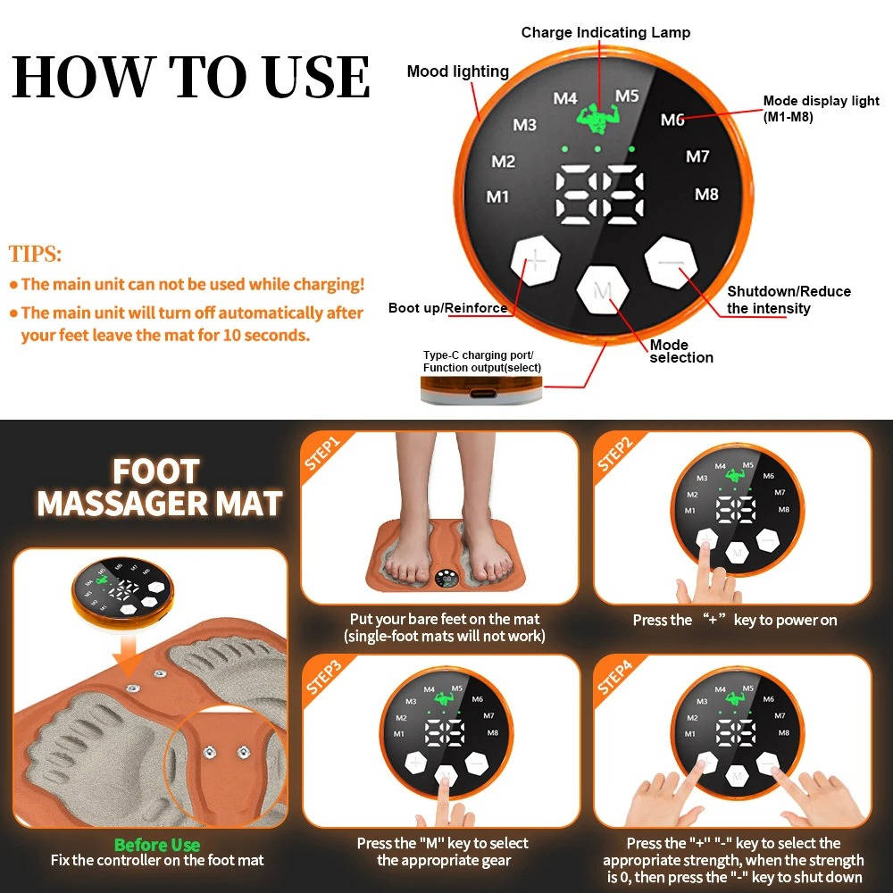 Compact Electronic Foot Massager with Controller