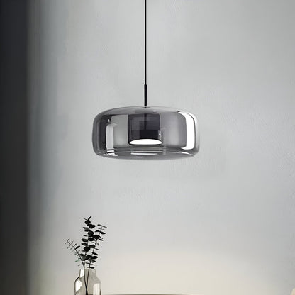Triple Glass Dome Ceiling Light 15 in Adjustable Height for Kitchen Island Dining Room Modern Hanging Fixture Gray Smoked Finish
