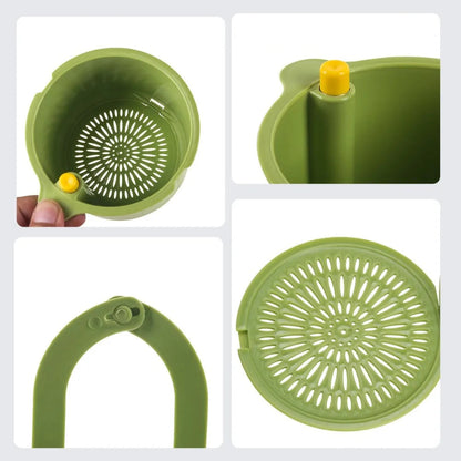 Tap-Mounted Food Scrap Catcher with Push-Button Release 8×5.6×5.1 Inches for Veggie Prep Scraps Fruit Washing Over-Sink Waste Bin
