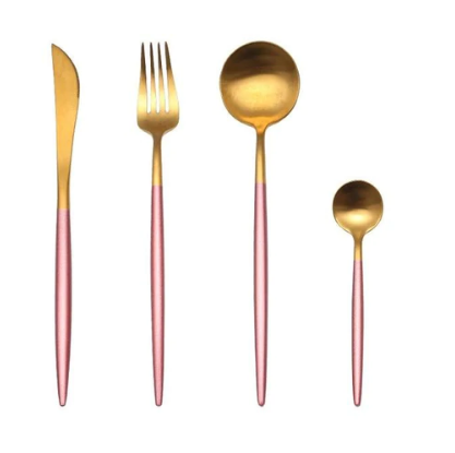 Stainless Steel Flatware Set 24-Piece Service for 6 with Colorful Handles for Everyday Dining Modern Table Utensils
