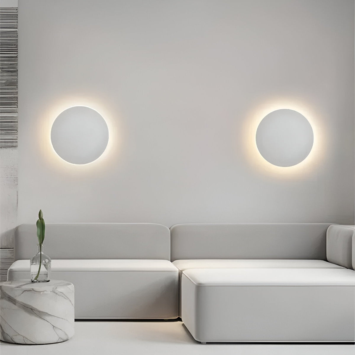 Round LED Sconce 12 in Aluminum Warm Glow for Bedroom Hallway Entryway Modern Minimalist Interior Ambient Lighting Fixtures