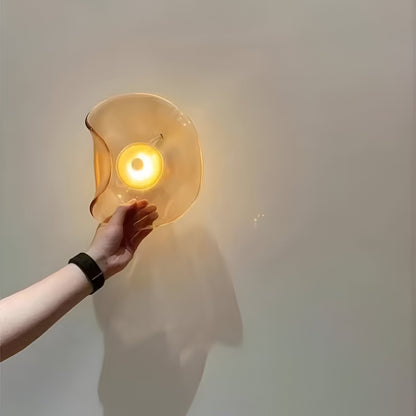 Curved Glass Wall Sconce with Warm White LED Up Down Light for Bedroom Living Room Hallway Modern Indoor Accent Lighting 10 Inch Tempered Gl