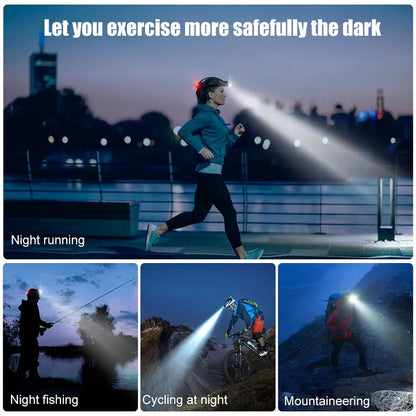 Hands-Free Forehead Flashlight with Adjustable Beam – Rechargeable 2000-Lumen LED Headlamp for Camping Hiking Running Night Work