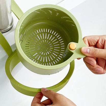 Tap-Mounted Food Scrap Catcher with Push-Button Release 8×5.6×5.1 Inches for Veggie Prep Scraps Fruit Washing Over-Sink Waste Bin