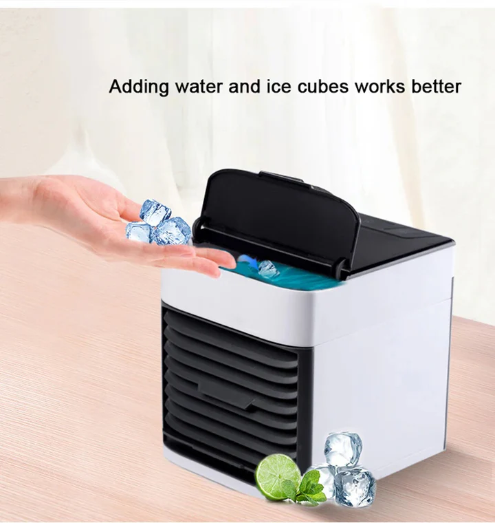 Portable Air Cooler for Small Rooms, Whisper-Quiet Desktop AC Unit with Adjustable Fan Speeds, Compact Personal Space Cooler for Bedroom