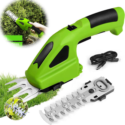 Powerful Battery Hedge Trimmer and Grass Cutter with 2 Blades - Ortekor