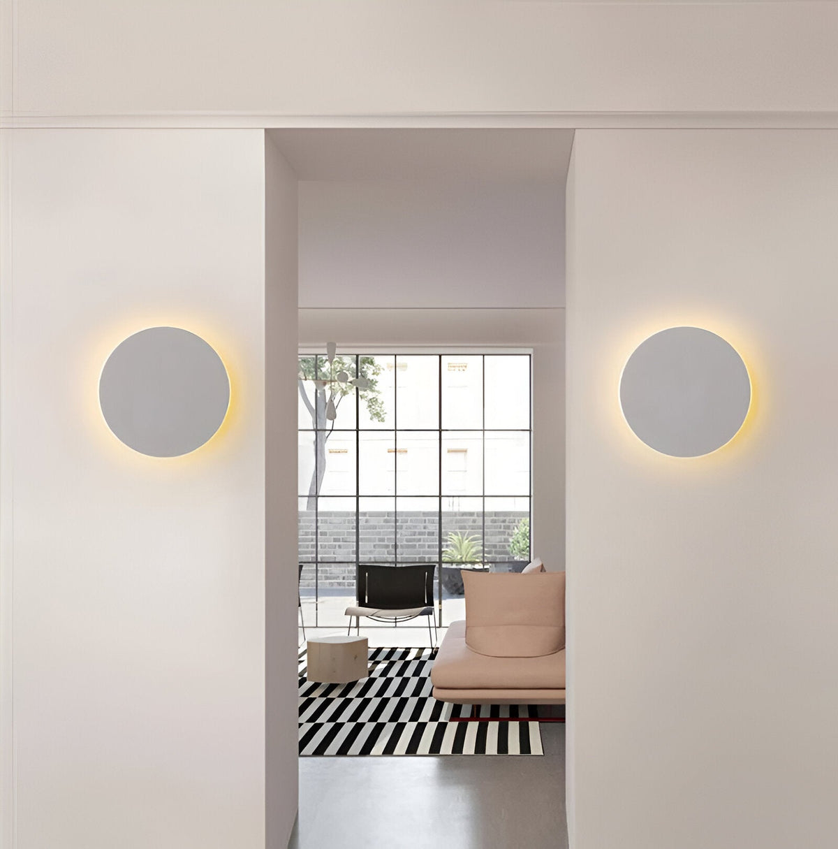 Round LED Sconce 12 in Aluminum Warm Glow for Bedroom Hallway Entryway Modern Minimalist Interior Ambient Lighting Fixtures