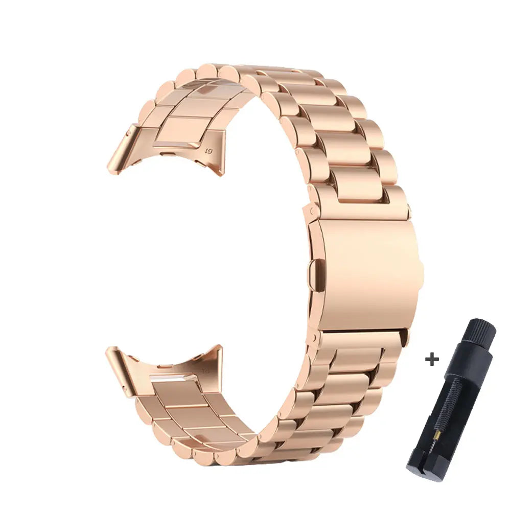 Steel Bracelet-Style Band for Google Pixel Watch & Pixel Watch 2 – Secure Link Design – Compatible with 41mm Case – 8 Finishes – Clasp