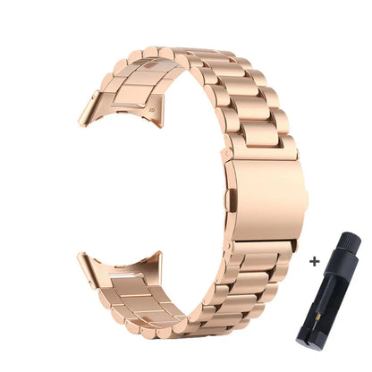 Steel Bracelet-Style Band for Google Pixel Watch & Pixel Watch 2 – Secure Link Design – Compatible with 41mm Case – 8 Finishes – Clasp