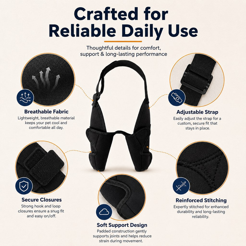 Ortekor Dual Front Leg Dog Support Brace for Walking & Rest - Adjustable Elbow Protection for Friction & Joint Support