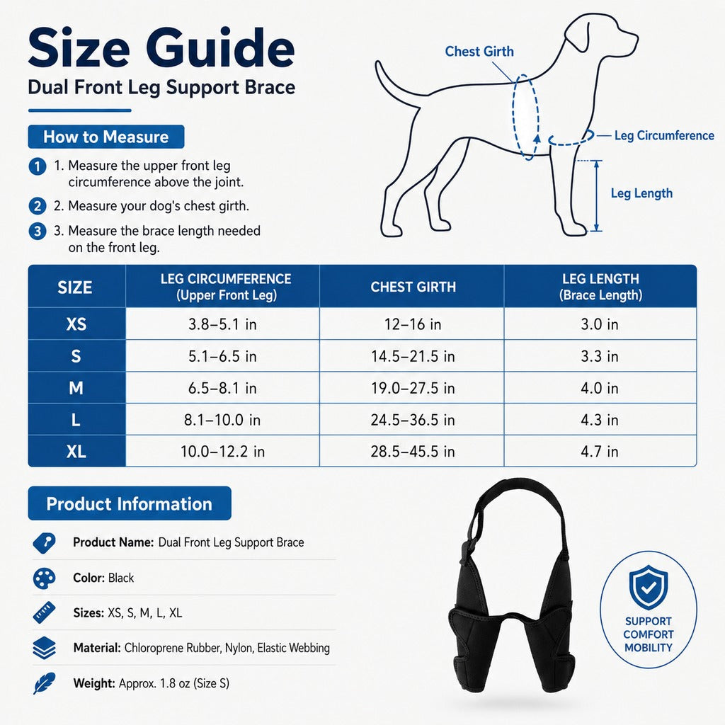 Ortekor Dual Front Leg Dog Support Brace for Walking & Rest - Adjustable Elbow Protection for Friction & Joint Support