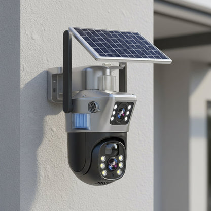 DualGuard | Wireless 4K Security Camera with Solar Panel & Smart Detection | 360° Panoramic View for Reliable Surveillance