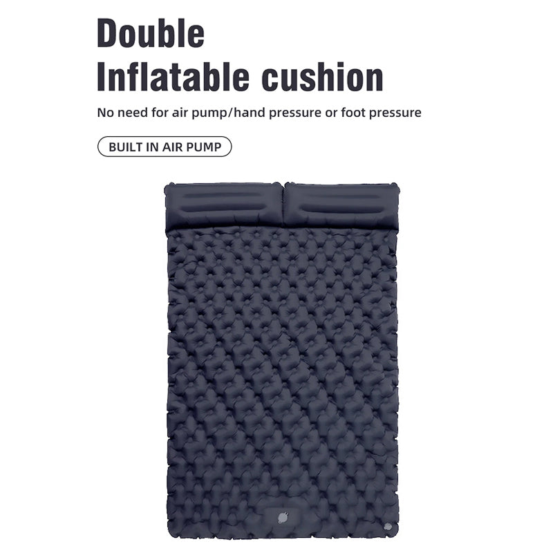 Self-Inflating Double Sleep Pad with Integrated Foot Pump for Two – Insulated Waterproof TPU Camping Mat for Backpacking, Tent Camping &