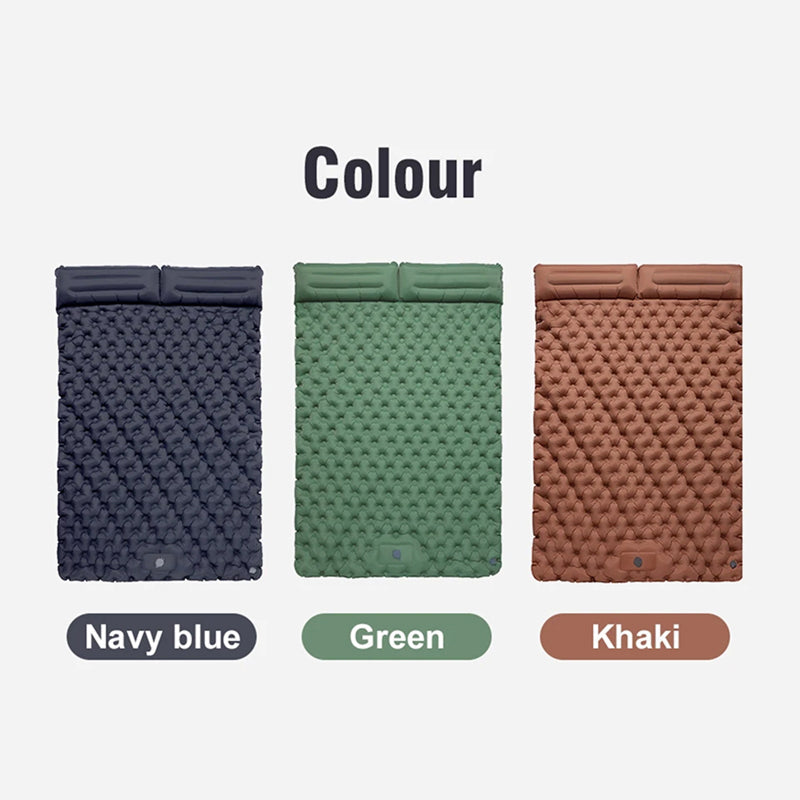 Self-Inflating Double Camping Pad with Built-In Foot Pump – 79×55 Inches – Waterproof Insulated Sleep Mat for Couples, Backpacking, Tent