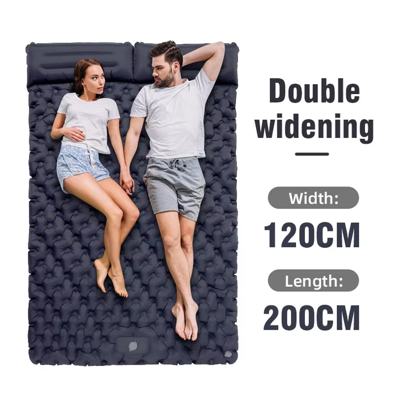 Self-Inflating Double Sleep Pad with Integrated Foot Pump for Two – Insulated Waterproof TPU Camping Mat for Backpacking, Tent Camping &
