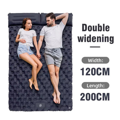 Self-Inflating Double Camping Pad with Built-In Foot Pump – 79×55 Inches – Waterproof Insulated Sleep Mat for Couples, Backpacking, Tent
