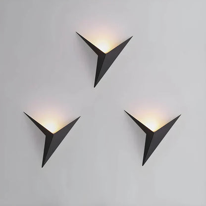 Iron Sconce Light 7.9 in Diameter Black Geometric Origami Shape 3000K Warm LED for Bedroom Hallway Living Spaces Modern Minimalist Indirect