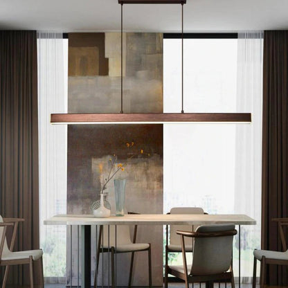 Linear LED Ceiling Light 59 in Metal Acrylic Fixture for Kitchen Island & Dining Room Adjustable Hanging Lamp Modern Black Brown