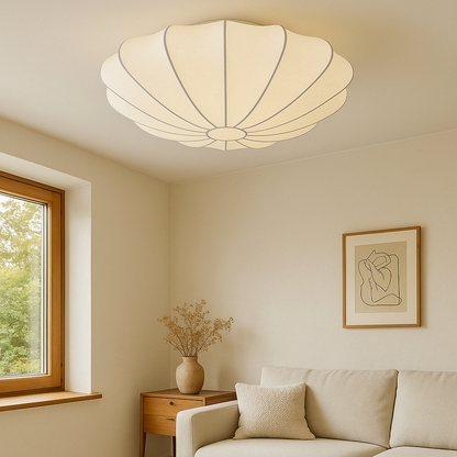 Hanging Pendant Light with Soft Fiber Shade 16–31 in Diameter 3000K Ambient Glow for Bedrooms Dining Areas Modern Overhead Fixture Flush Mou