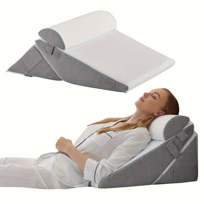 Adjustable Wedge Pillow for Bed – Leg, Back & Knee Support for Sleep & Recovery
