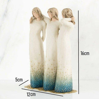 Resin Sister Figurine Statue - Handcrafted Bond of Friendship Decor for Home Shelf Display