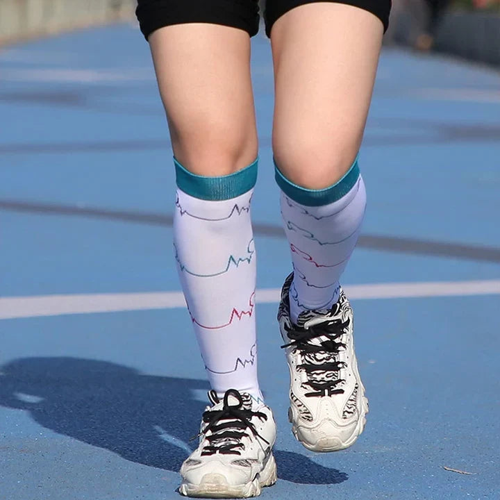 Compression Socks Knee-High Graduated Support Breathable Cotton Blend