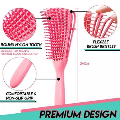 Detangling Brush Curly & Kinky Flexible Bristles Non-Slip Handle