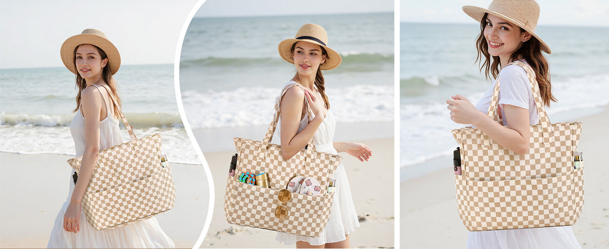 Ortekor Waterproof Beach Tote Bag with Wet Compartment | Extra Large Carry-On for Weekend Travel