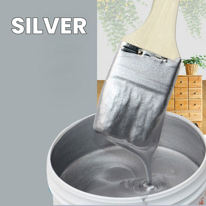 Metallic Leaf Paint for Furniture & Crafts – Gold & Silver Shimmering Finish – Water-Based Craft Paint with Brush – 7 oz