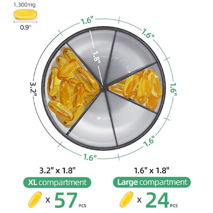Mira Travel Pill Case - Compact Tin, 6-Compartment with Transparent Lid