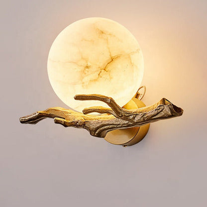 Marble & Brass Wall Sconce LED Light Fixture for Bedroom, Living Room, Hallway – Modern Minimalist Indoor Lighting