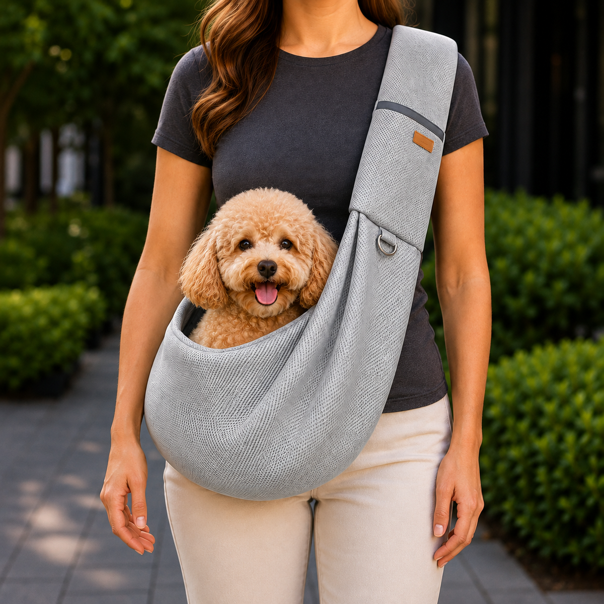 Ortekor Crossbody Pet Sling Carrier for Small Dogs & Cats - Breathable Hands-Free Travel Bag for Walks, Errands & Vet Visits