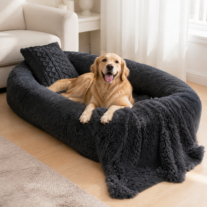 Ortekor Orthopedic & Washable Faux Fur Human Dog Bed (Detachable Cover)