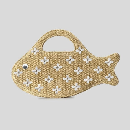 SEAFLARE – Fish Shape Raffia Clutch Bag