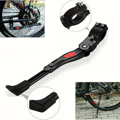 Adjustable Bicycle Kickstand for Road and Mountain Bikes – Sturdy Aluminum Support Stand with Height Adjustment for 24-29 Inch Wheels