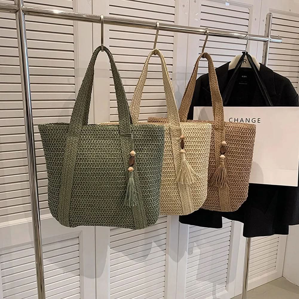 BOHOWEAVE – Woven Raffia Shoulder Tote Bag
