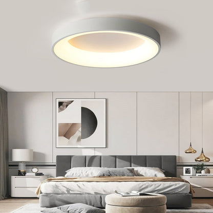 Round LED Overhead Fixture for Bedroom & Hallway – Ultra-Slim Iron & Acrylic Disc – Dimmable Options for Living Room & Entryway