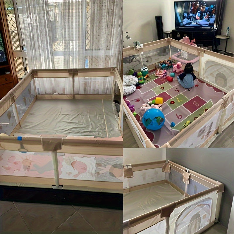 Cushioned Baby Play Yard with Animal Prints for Safe Indoor & Outdoor Exploration