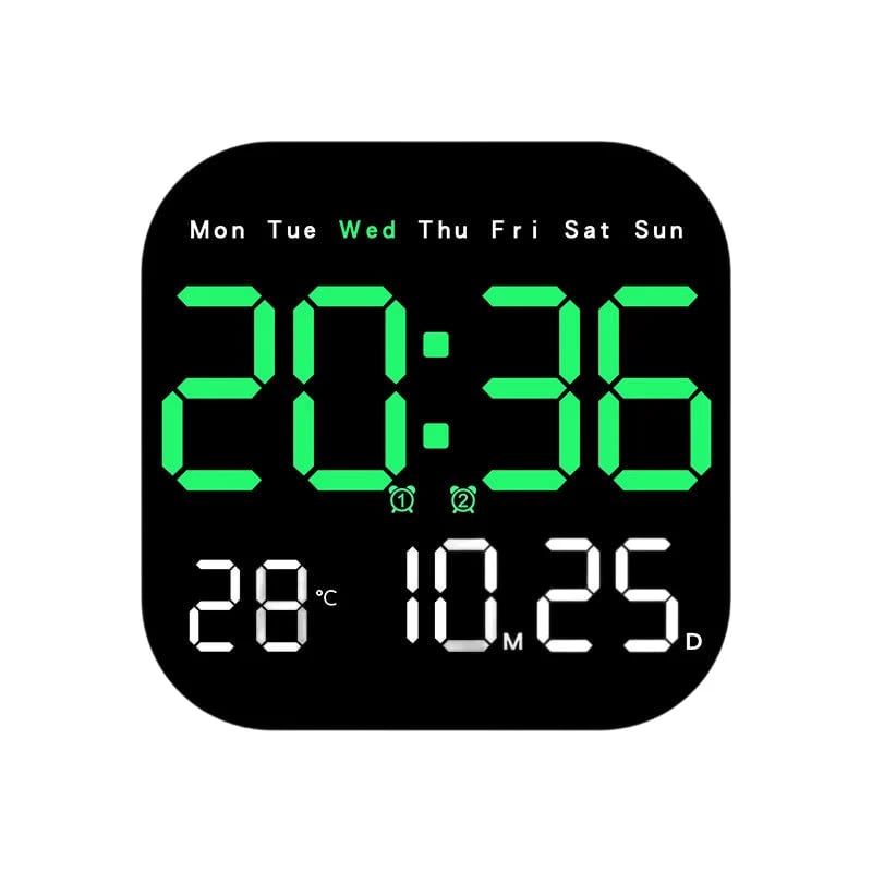 Desktop Alarm Clock with Remote Control, Temperature Display & Adjustable Brightness for Bedroom, Office