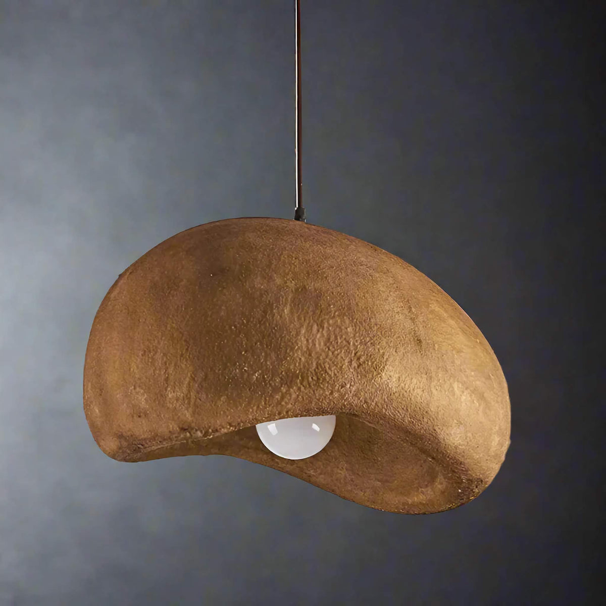 Sculpted Resin Hanging Fixture E27 Socket Brown Japandi Style for Kitchen Island Dining Table Bedroom Overhead Lighting Minimalist Decor