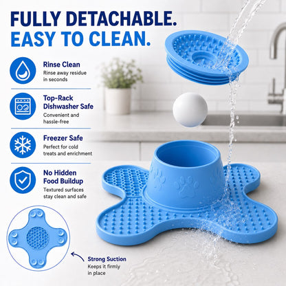 Ortekor 3-in-1 Dog Lick Mat & Slow Feeder Bowl for Bath Time, Grooming & Home Alone - Helps Slow Fast Eating and Keep Pets Busy